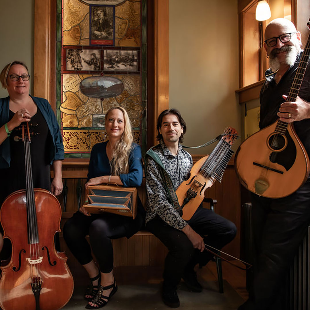 Emma Björling singing with Skye Consort at an intimate concert venue